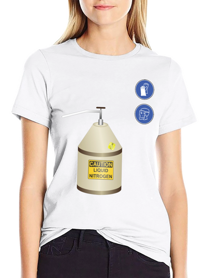 Caution Liquid Nitrogen Graphic T-Shirt - Safety First!
