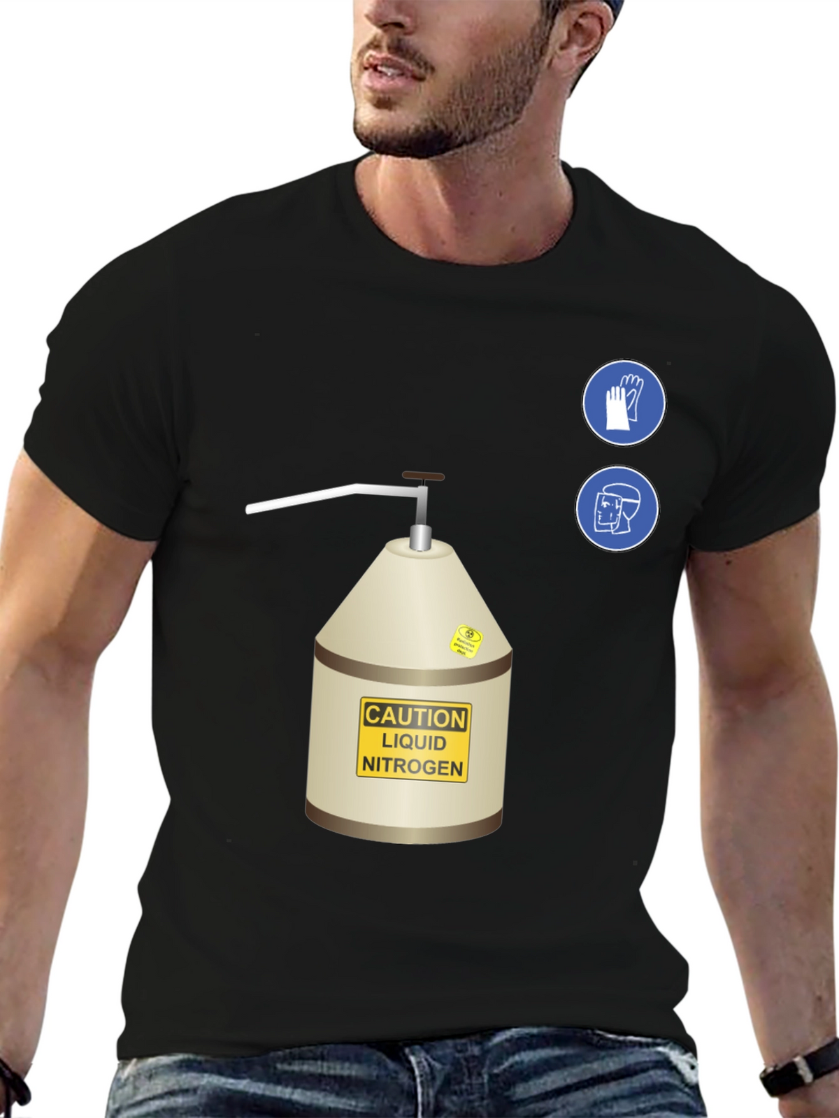 Caution Liquid Nitrogen Graphic T-Shirt - Safety First!