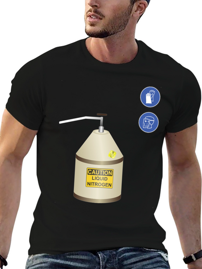 Caution Liquid Nitrogen Graphic T-Shirt - Safety First!