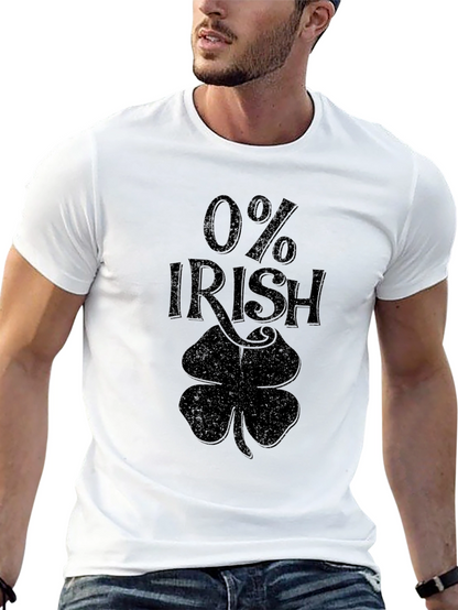 0% Irish Novelty Graphic T-Shirt - Mens Short Sleeve Tee