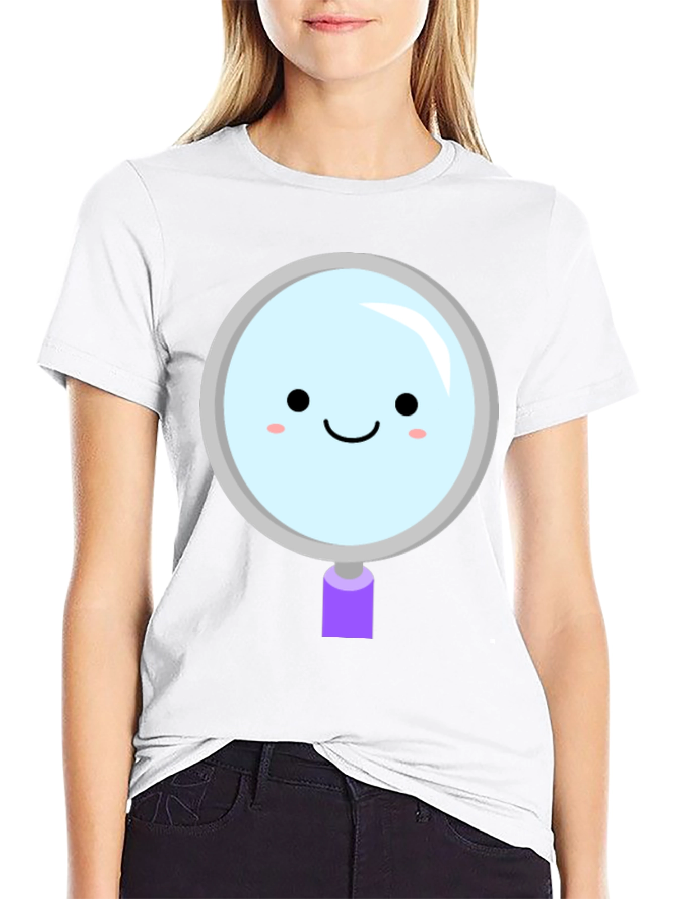 Cute Magnifying Glass Graphic Tee - Unisex Black T-Shirt