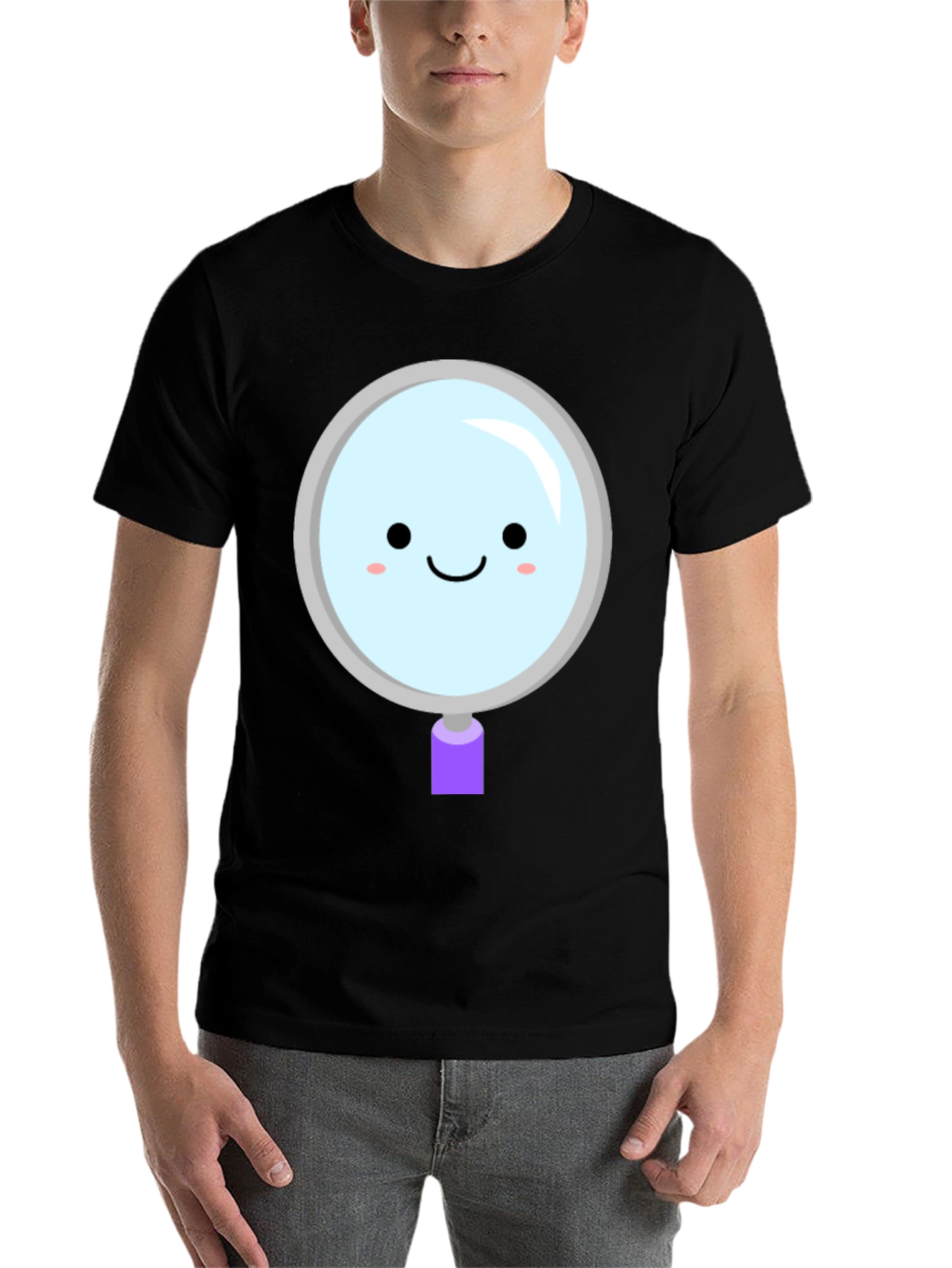 Cute Magnifying Glass Graphic Tee - Unisex Black T-Shirt