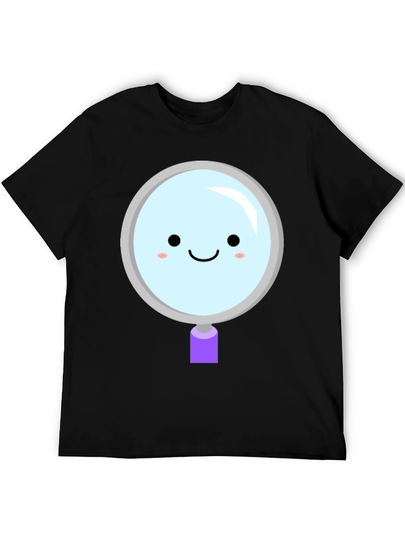 Cute Magnifying Glass Graphic Tee - Unisex Black T-Shirt