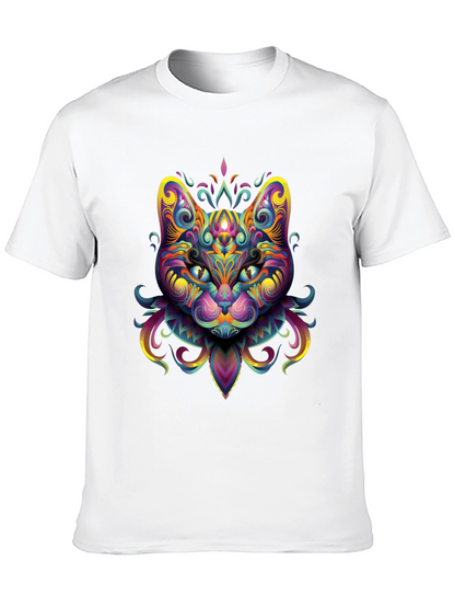 Psychedelic Cat Graphic Tee - Black