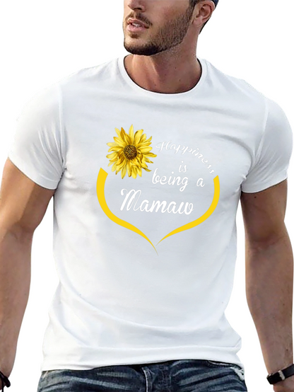 Happiness is Being a Mamaw T-Shirt Sunflower Design