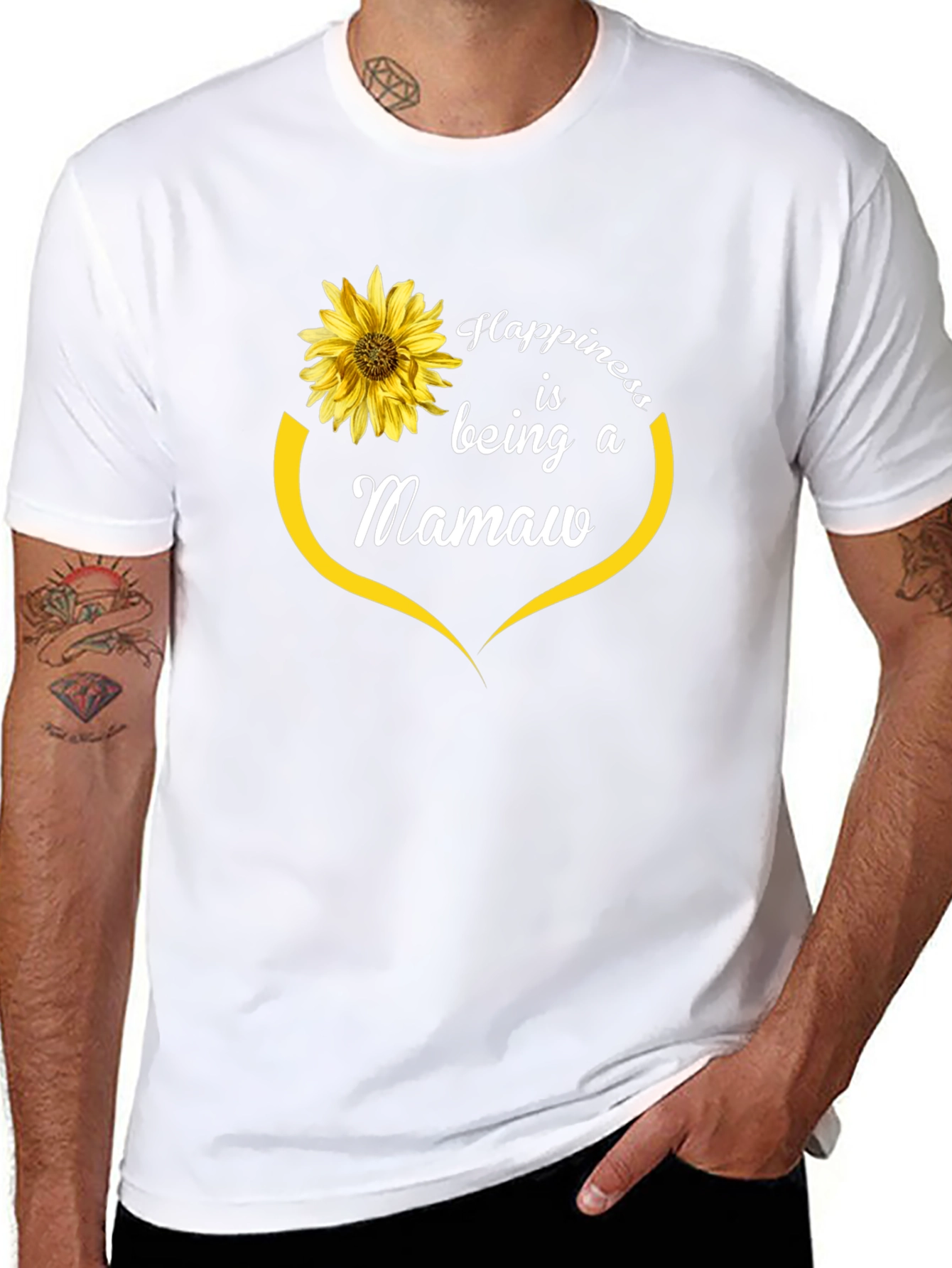 Happiness is Being a Mamaw T-Shirt Sunflower Design