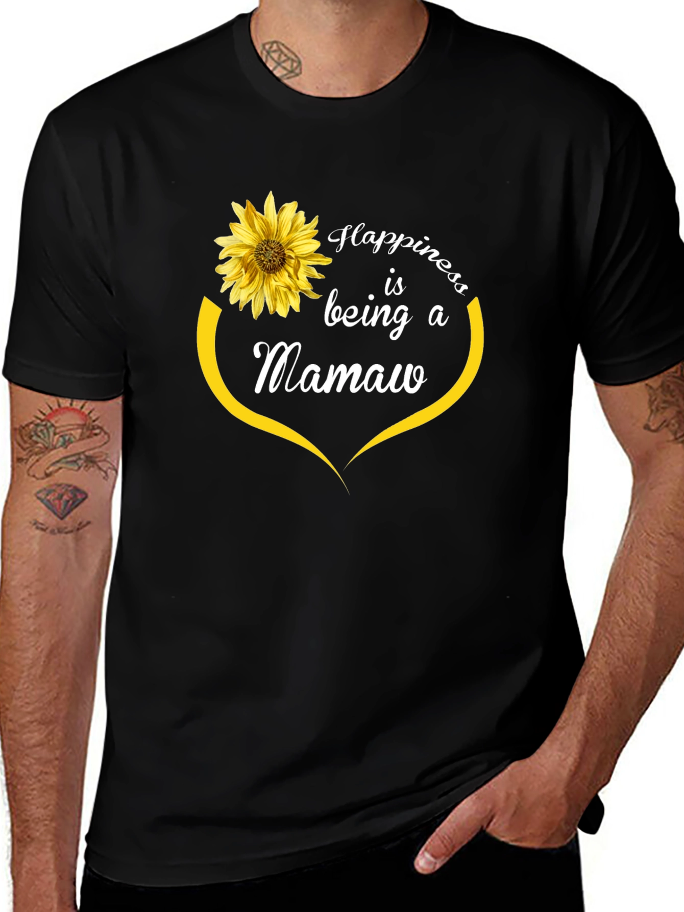 Happiness is Being a Mamaw T-Shirt Sunflower Design