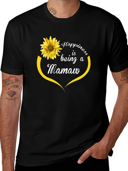 Happiness is Being a Mamaw T-Shirt Sunflower Design