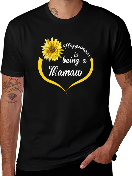 Happiness is Being a Mamaw T-Shirt Sunflower Design
