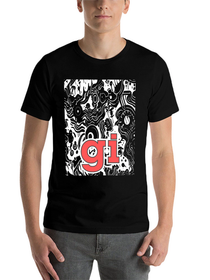 Abstract Graphic Print Tee - Black Casual T-Shirt