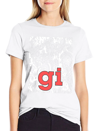 Abstract Graphic Print Tee - Black Casual T-Shirt