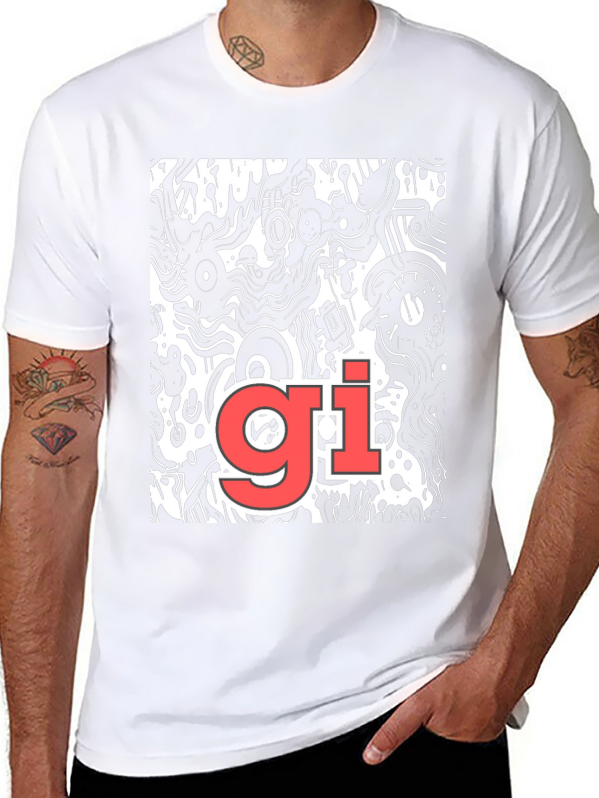 Abstract Graphic Print Tee - Black Casual T-Shirt