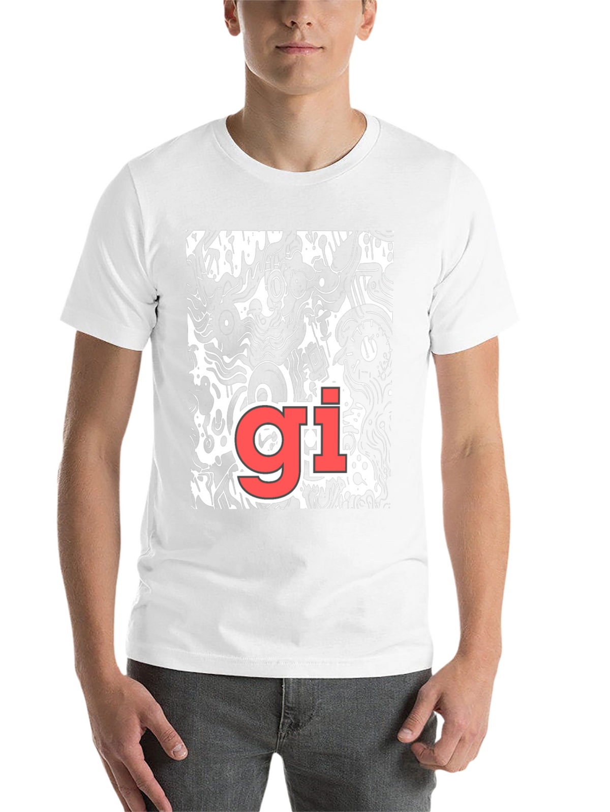 Abstract Graphic Print Tee - Black Casual T-Shirt