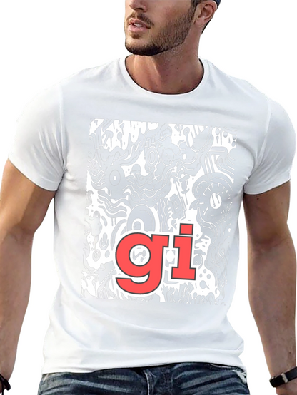 Abstract Graphic Print Tee - Black Casual T-Shirt