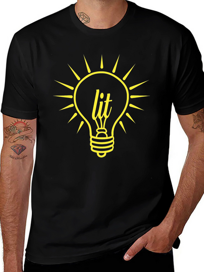 Lit Bulb Graphic T-Shirt - Trendy Black Tee