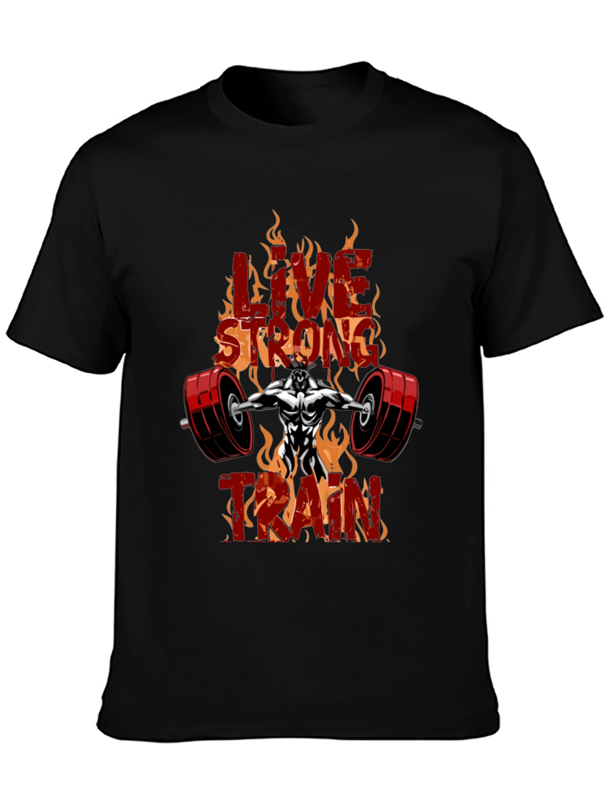 Live Strong Train Black Graphic T-Shirt
