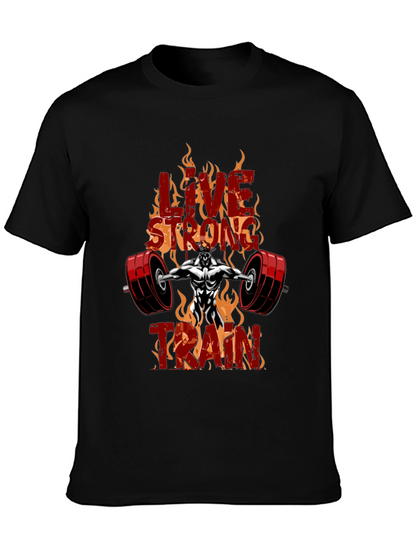 Live Strong Train Black Graphic T-Shirt