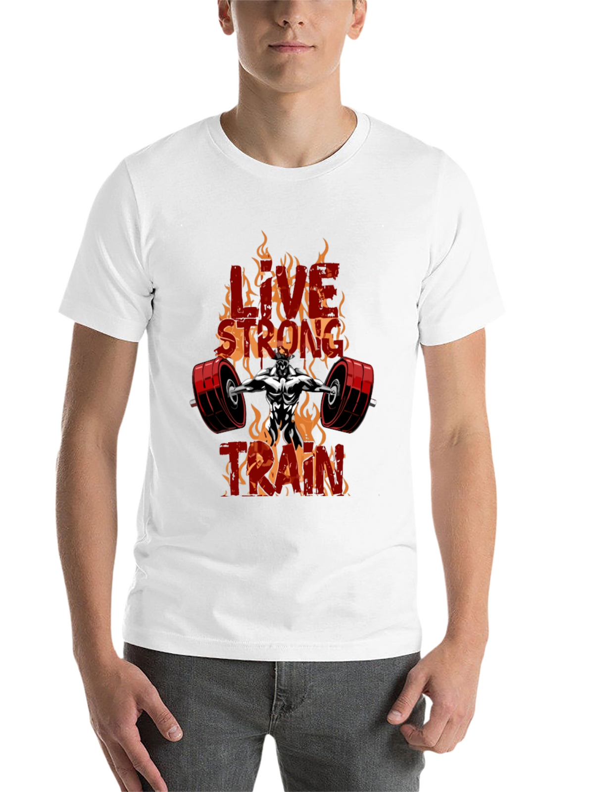 Live Strong Train Black Graphic T-Shirt