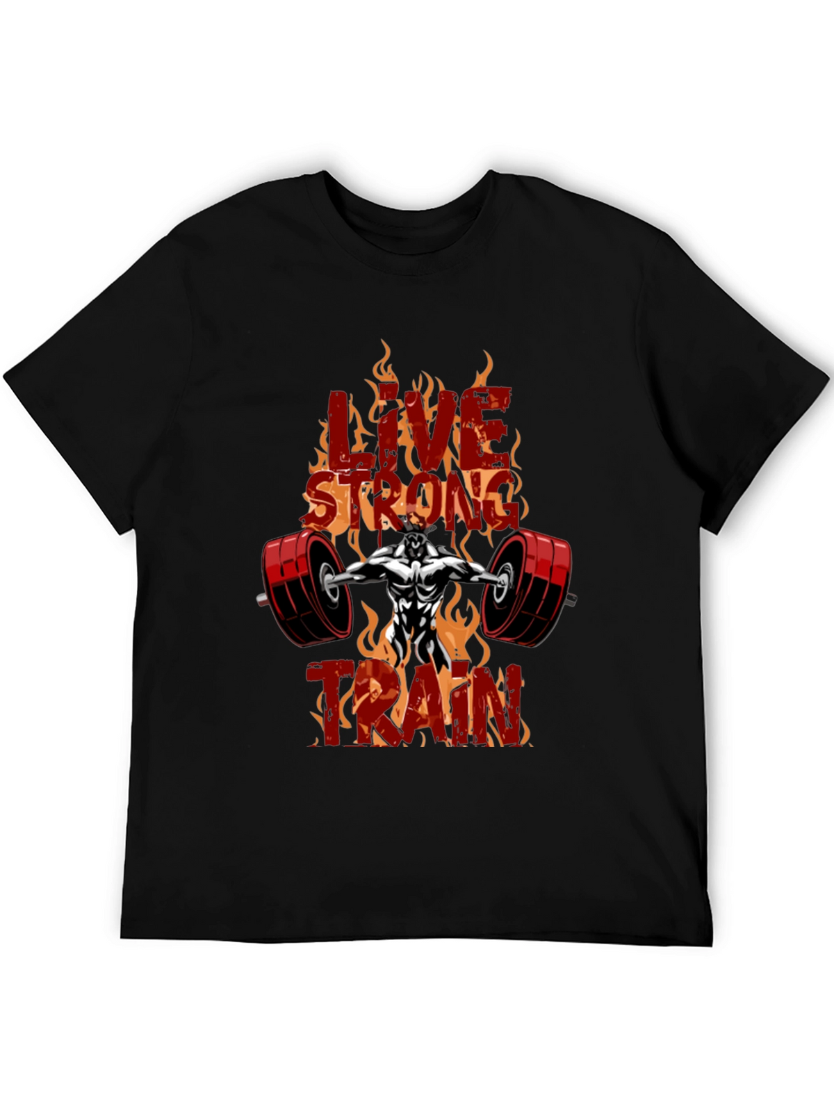 Live Strong Train Black Graphic T-Shirt