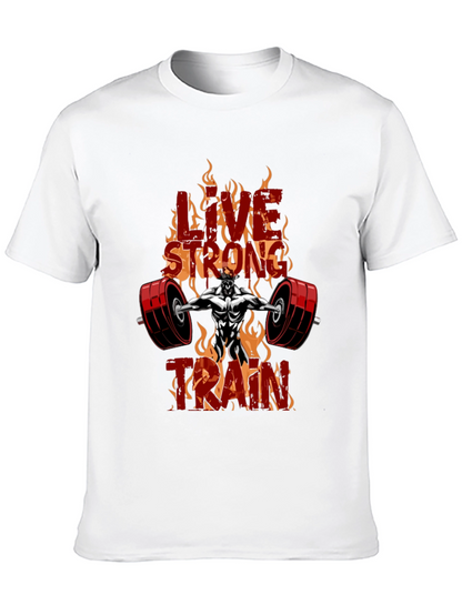 Live Strong Train Black Graphic T-Shirt
