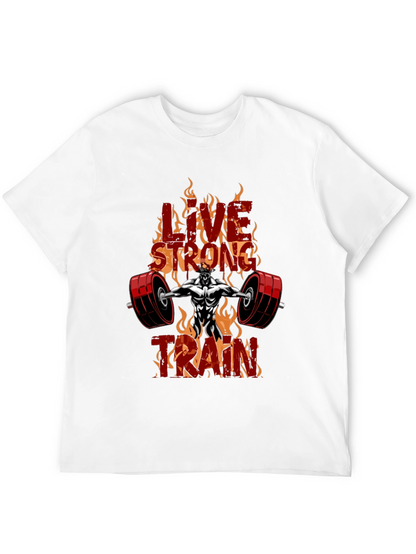 Live Strong Train Black Graphic T-Shirt
