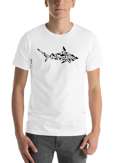 Shark Silhouette Graphic Print Tee - Black