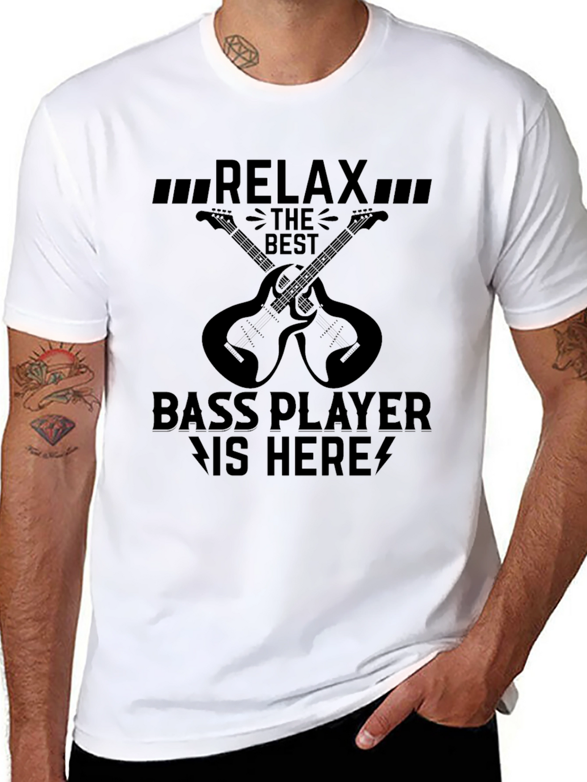 Relax Bass Player T-Shirt - Black Graphic Tee
