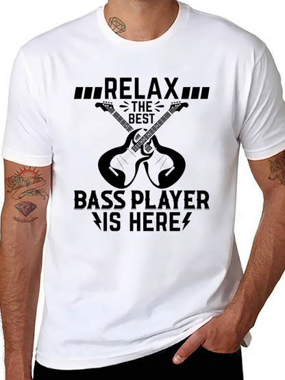 Relax Bass Player T-Shirt - Black Graphic Tee