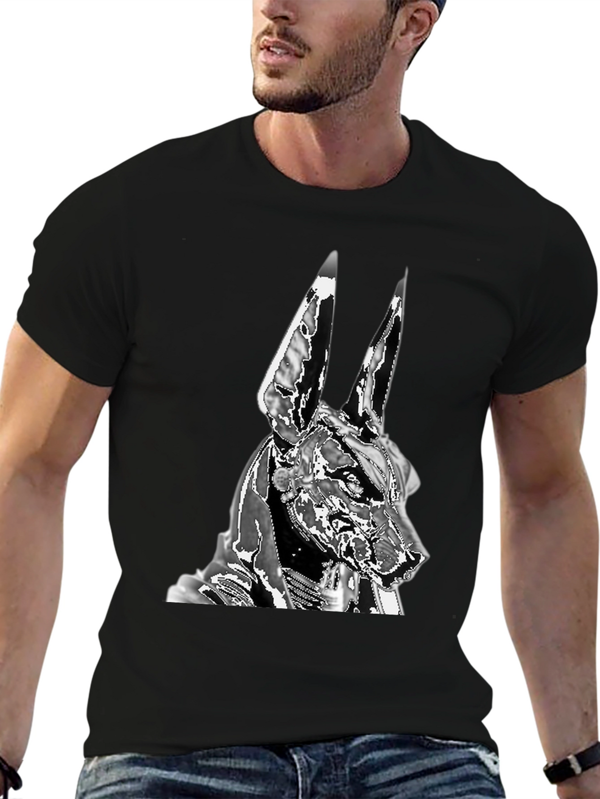 Anubis Graphic Tee - Black Cotton Blend