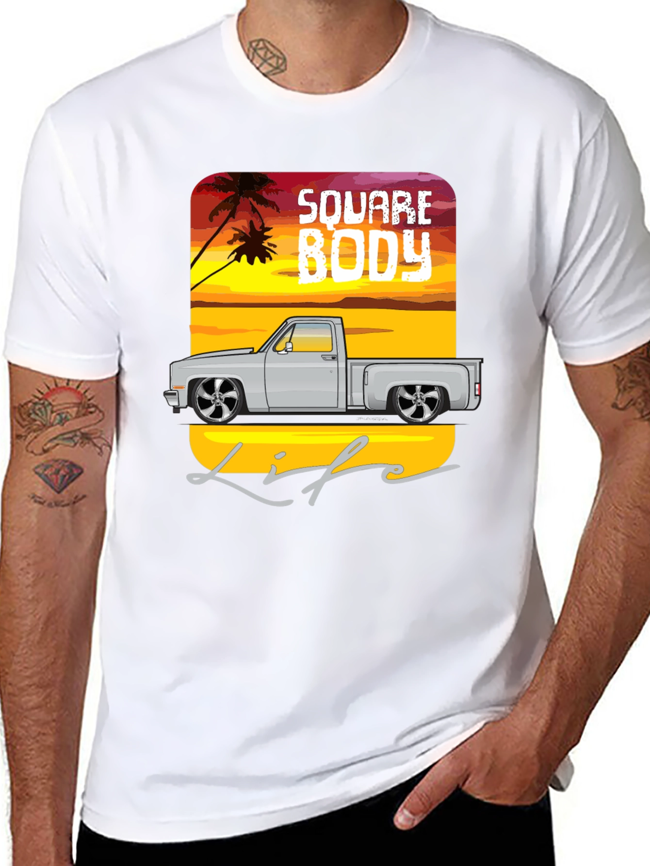 Square Body Life Black Graphic T-Shirt