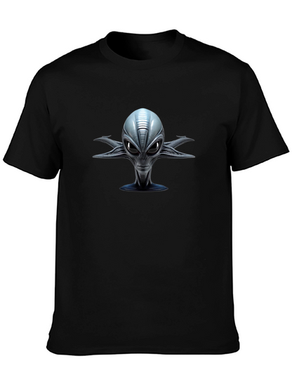 Alien Head Graphic Print Black T-Shirt