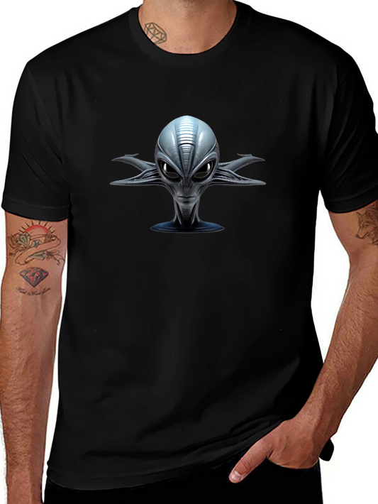 Alien Head Graphic Print Black T-Shirt