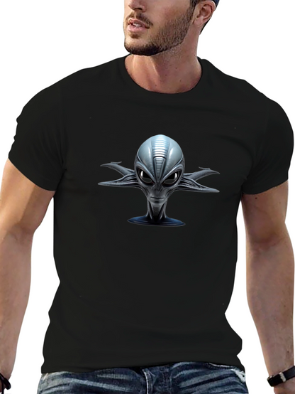 Alien Head Graphic Print Black T-Shirt