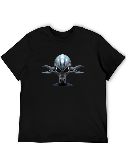 Alien Head Graphic Print Black T-Shirt