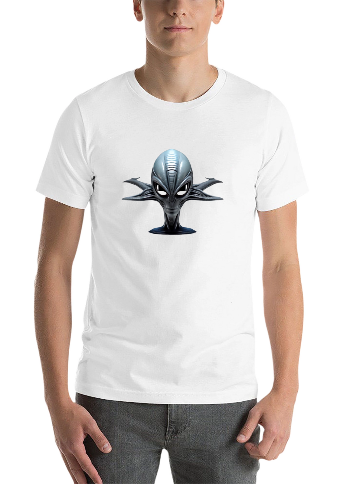 Alien Head Graphic Print Black T-Shirt