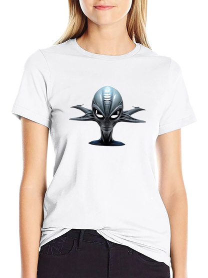 Alien Head Graphic Print Black T-Shirt