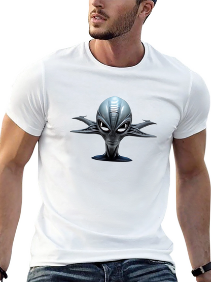 Alien Head Graphic Print Black T-Shirt
