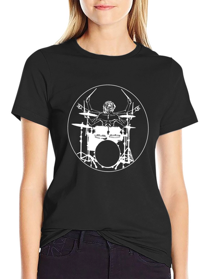 Drummer Vitruvian Man Black T-Shirt