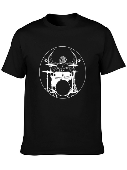 Drummer Vitruvian Man Black T-Shirt