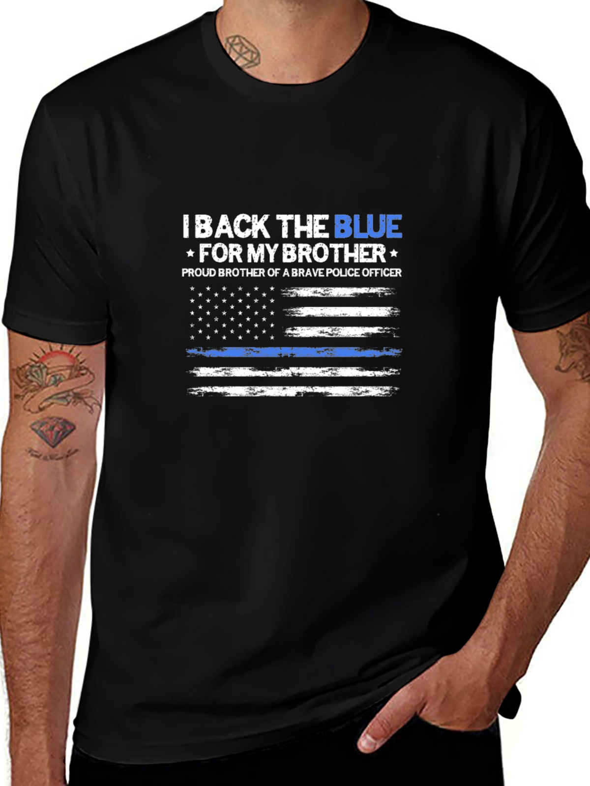 I Back The Blue T-Shirt - Proud Police Brother