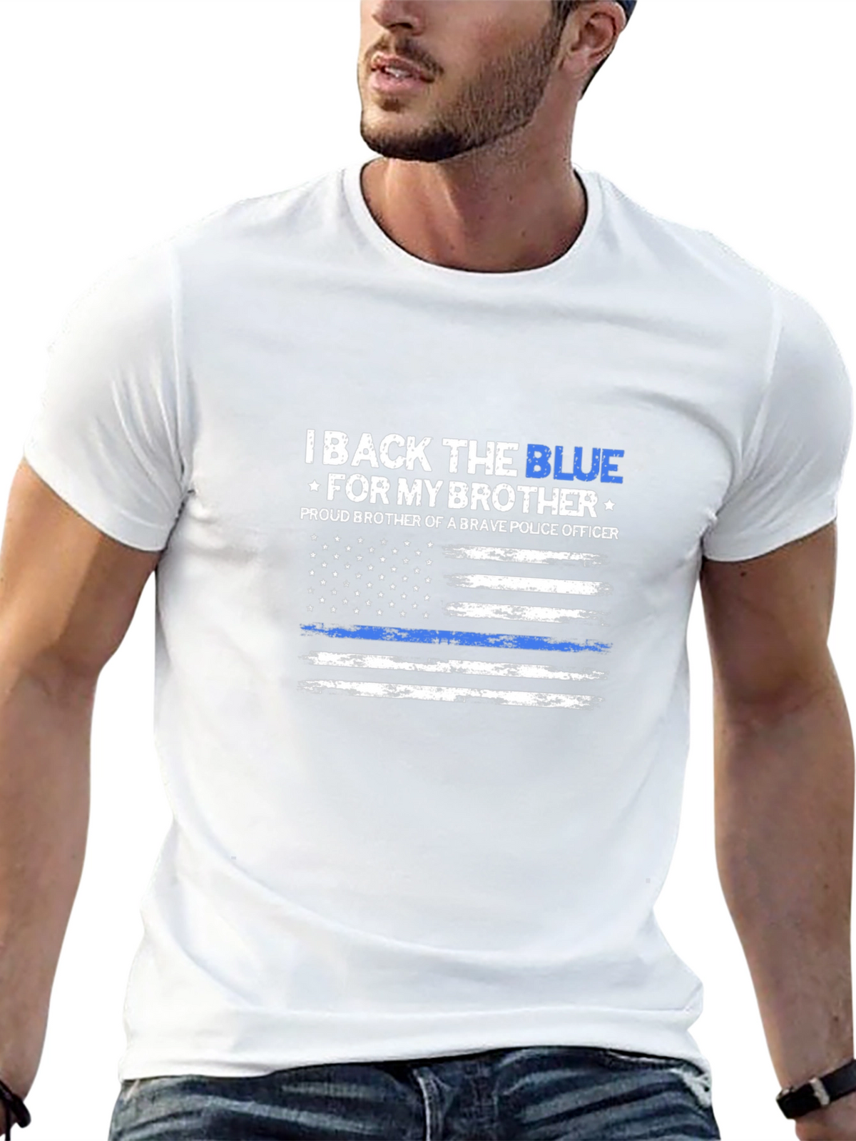 I Back The Blue T-Shirt - Proud Police Brother