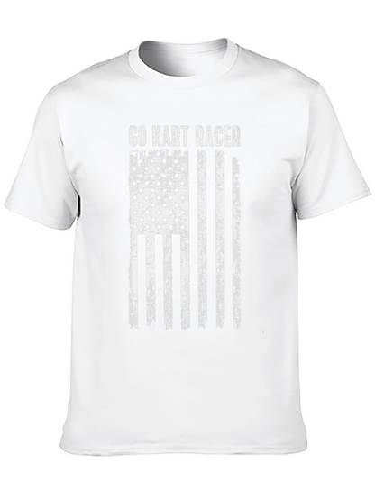 Go Kart Racer American Flag Graphic T-Shirt