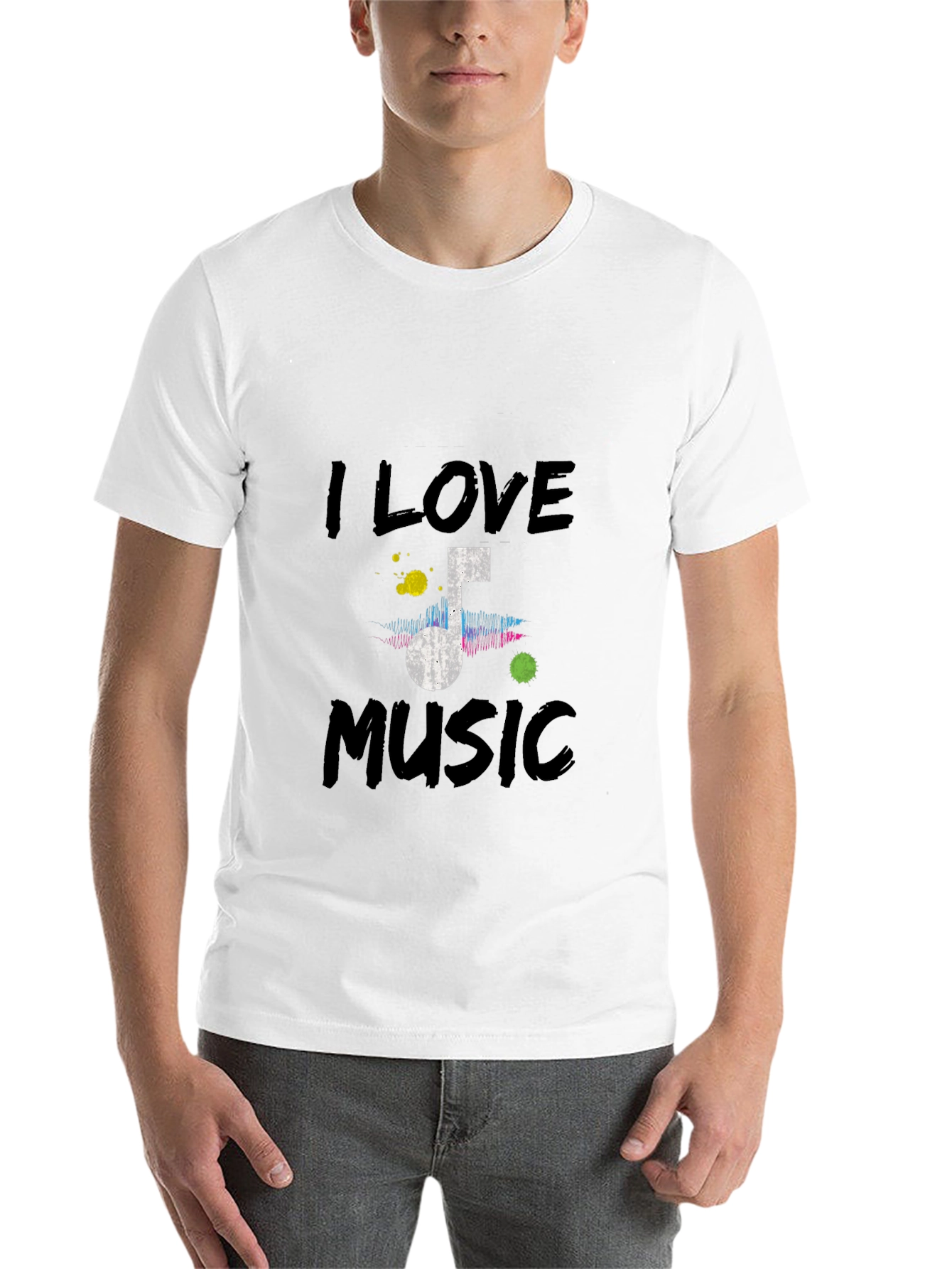 I Love Music Graphic Tee - Black