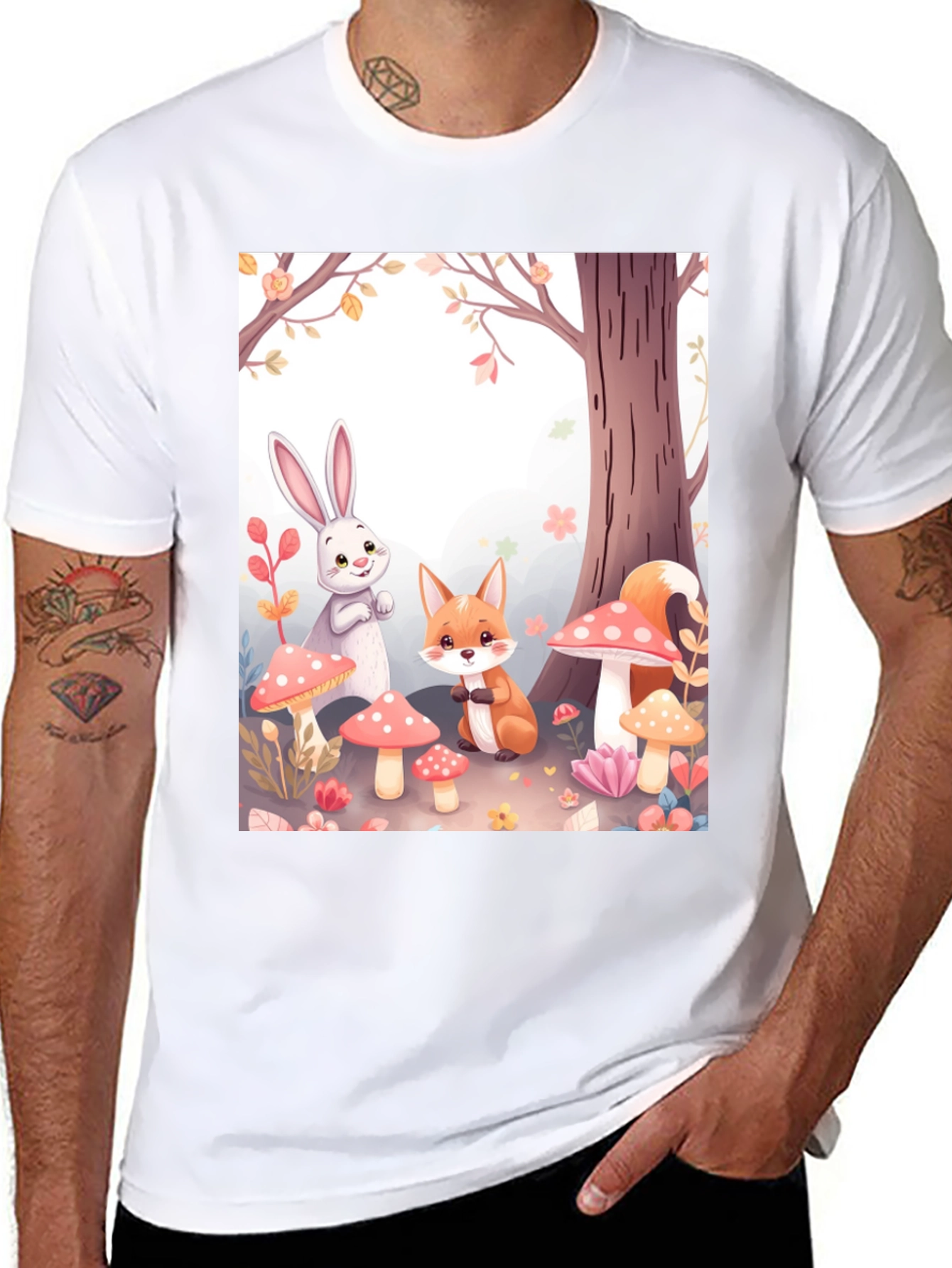 Cartoon Animals on Black Tee