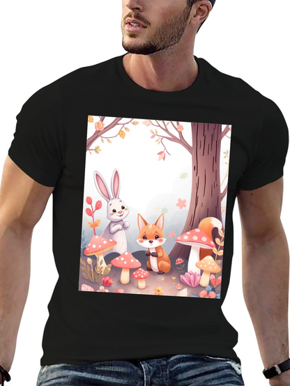 Cartoon Animals on Black Tee