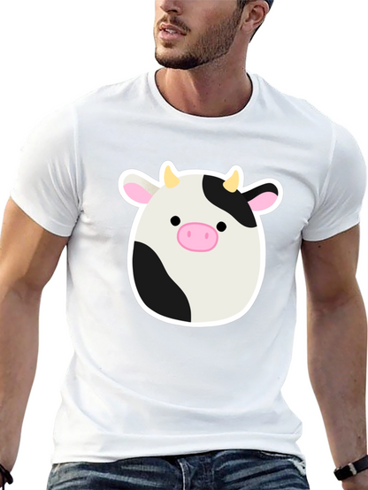 Cute Cartoon Cow Graphic Print Black T-Shirt