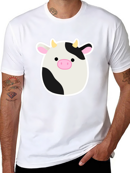 Cute Cartoon Cow Graphic Print Black T-Shirt