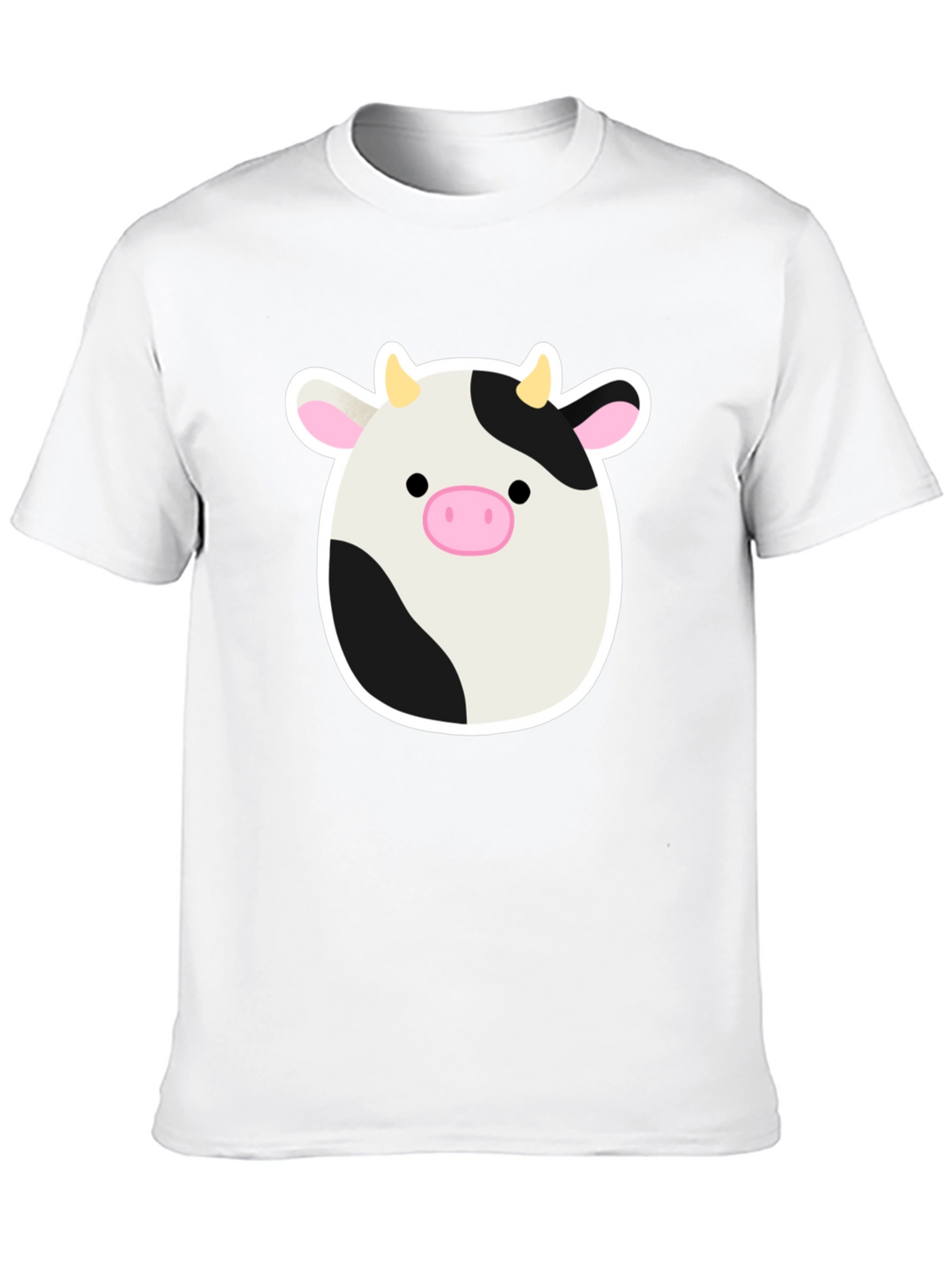 Cute Cartoon Cow Graphic Print Black T-Shirt