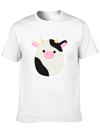 Cute Cartoon Cow Graphic Print Black T-Shirt