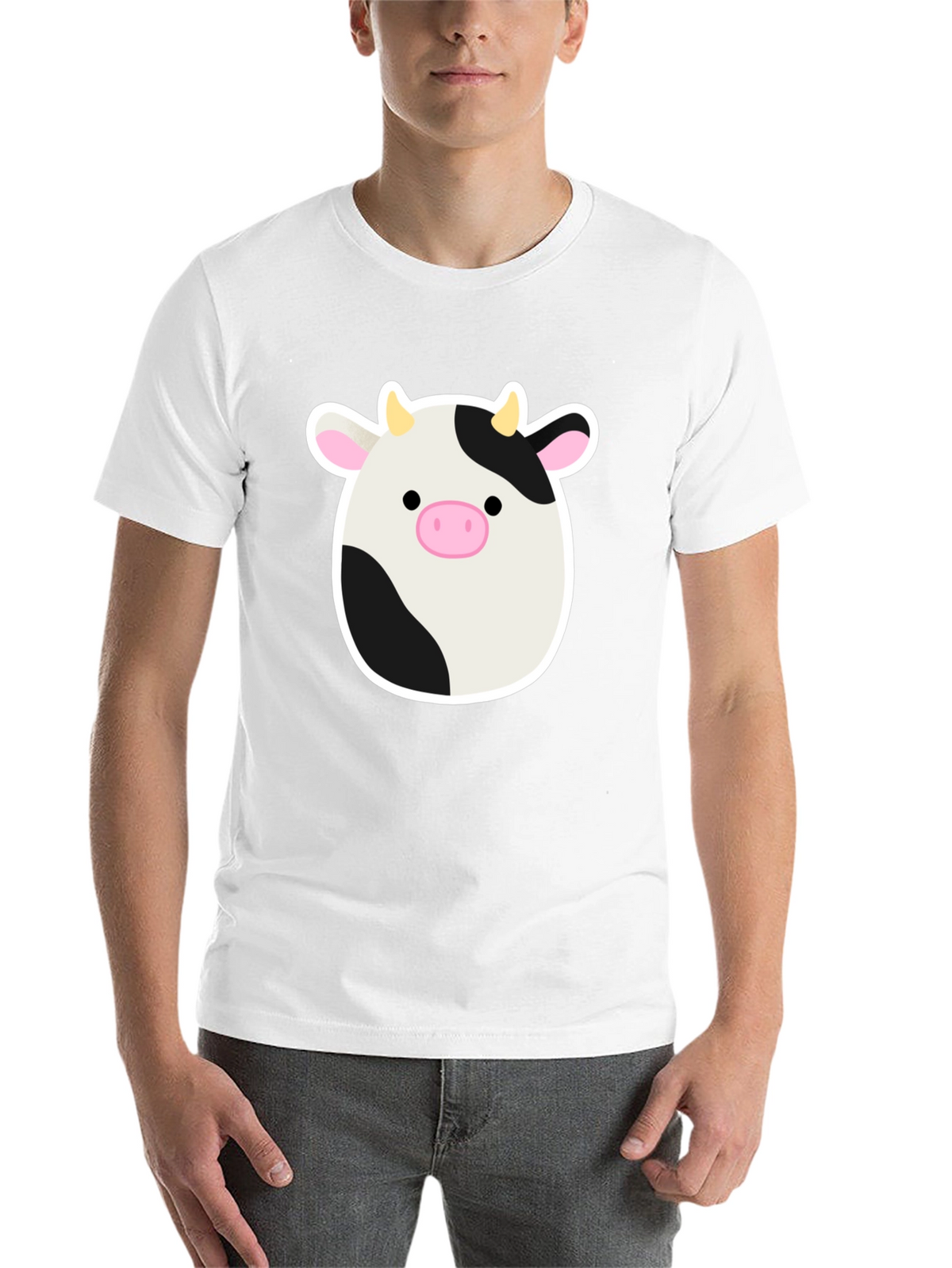 Cute Cartoon Cow Graphic Print Black T-Shirt